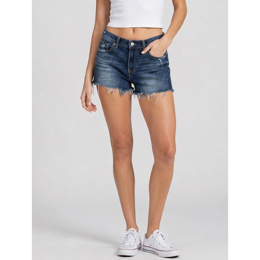 BKE Payton Mid-Rise Cutoff Denim Shorts Size 30 Raw Hem Distressed Boho Y2K